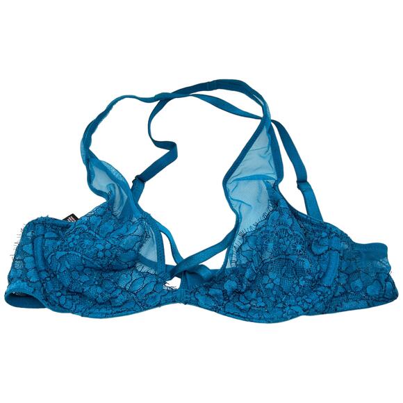 Victoria's Secret Blue Lace Strappy cross back Bra 32B - Picture 7 of 10